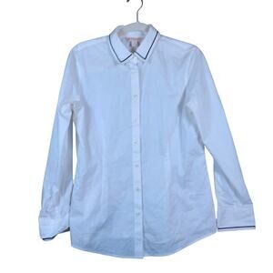 Brooks Brothers Red Fleece Womens Shirt White Collared Button Down Stretch 8